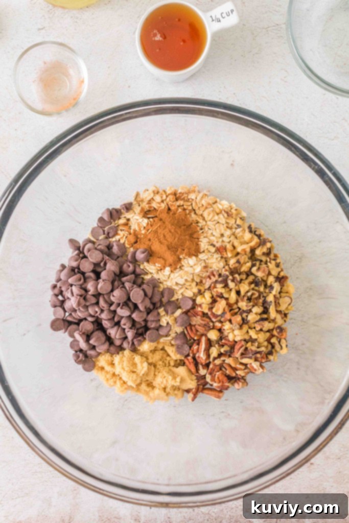 Mixing dry ingredients for air fryer granola