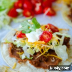 Air Fryer Tostadas with ground beef and fresh toppings