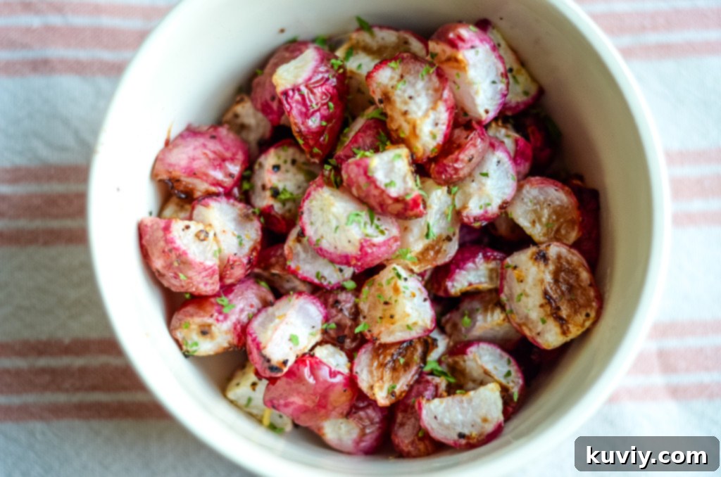 Crispy air fryer radishes seasoned to perfection