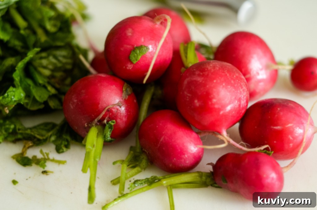 Fresh radishes prepared for air frying