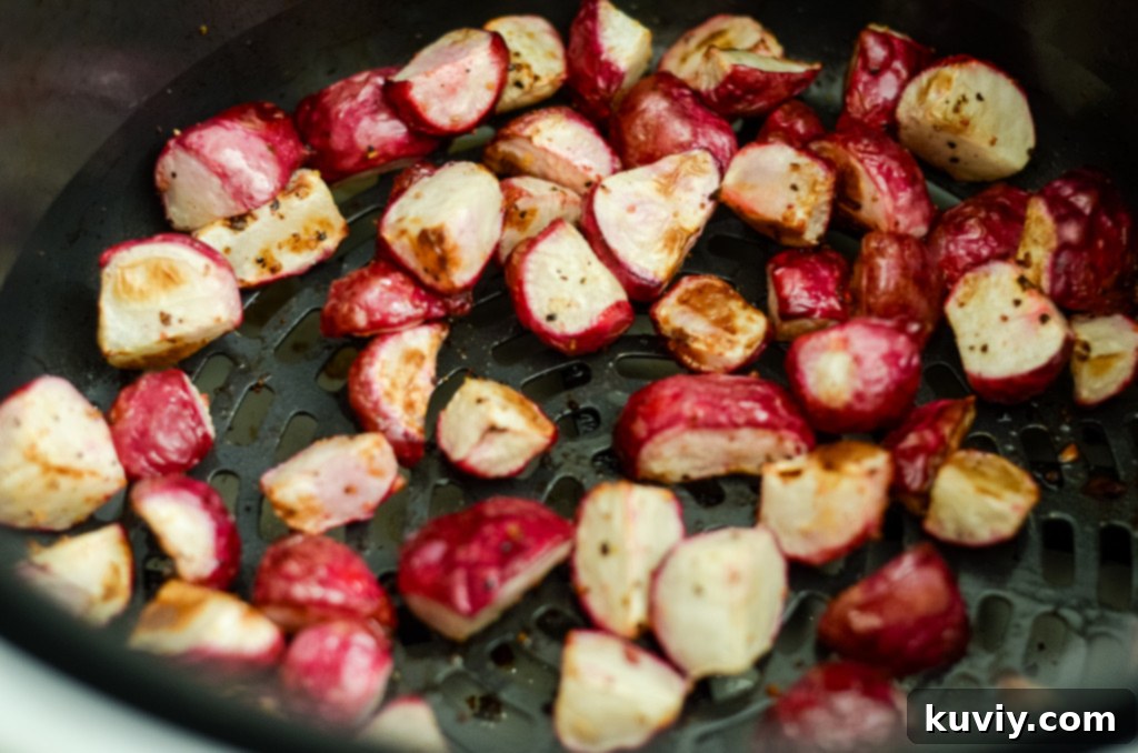 Air frying radishes in an air fryer