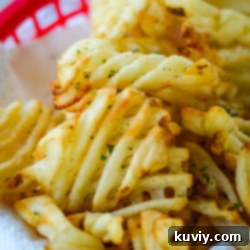 Air Fryer Waffle Fries finished and plated