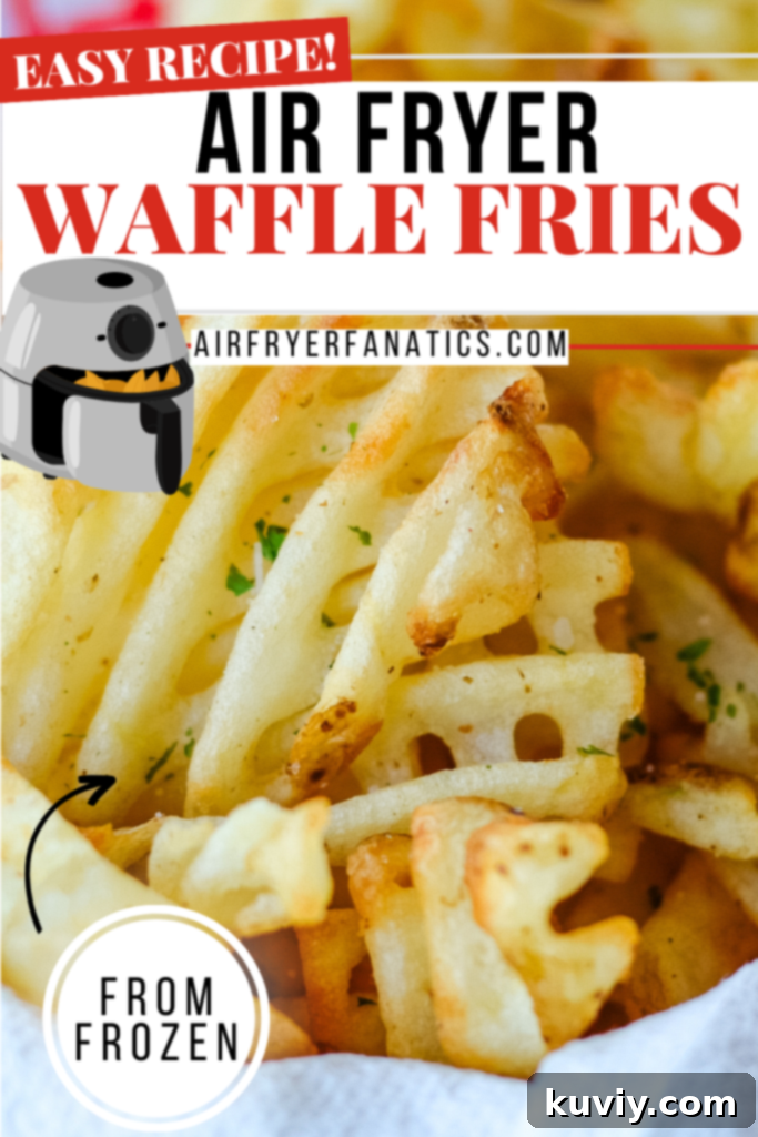 Close up of a serving of crispy air fryer waffle fries