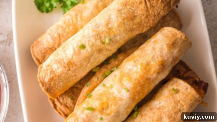 Air Fryer Beef and Bean Taquitos